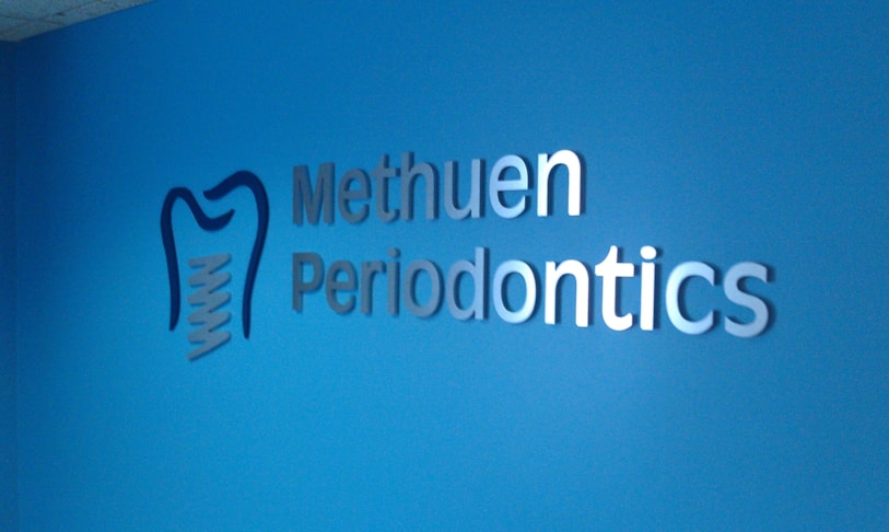 Raised dimensional metal letters and logo sign NH Boston MA